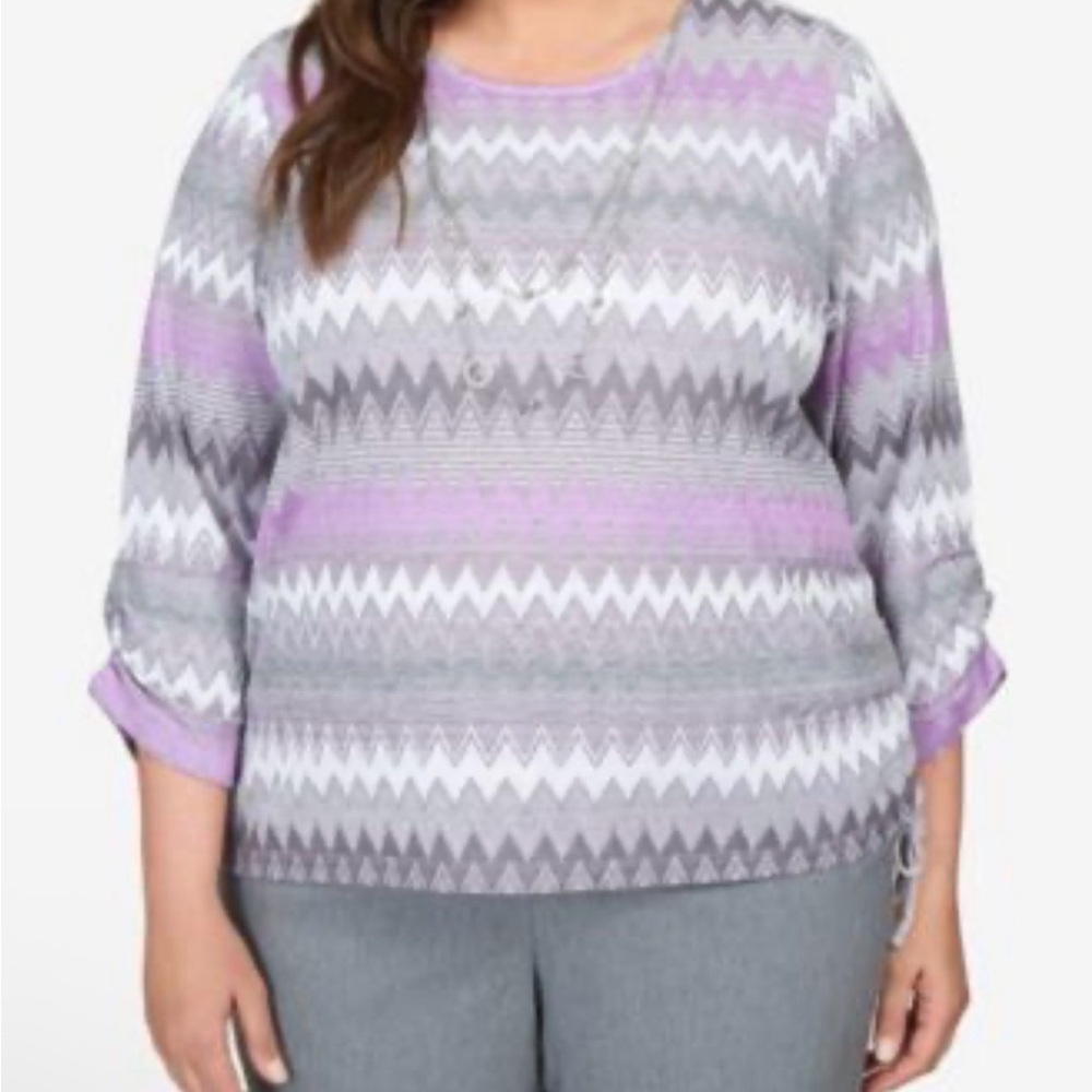 Alfred Dunner Plus Size Point Of View Chevron Top Size 3X NWT